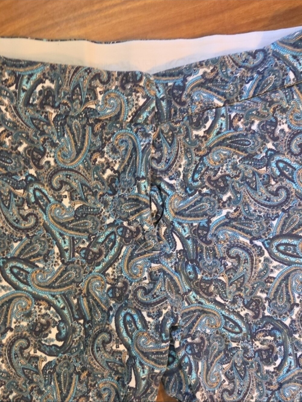 Michael Michael Kors Blue Paisley  Cotton Stretch Cropped Pants Sz 16